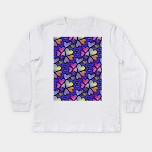 HAPPY Valentines Day Colorful Hearts. Kids Long Sleeve T-Shirt